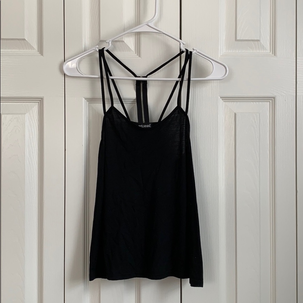 Black Zipper Back Tank